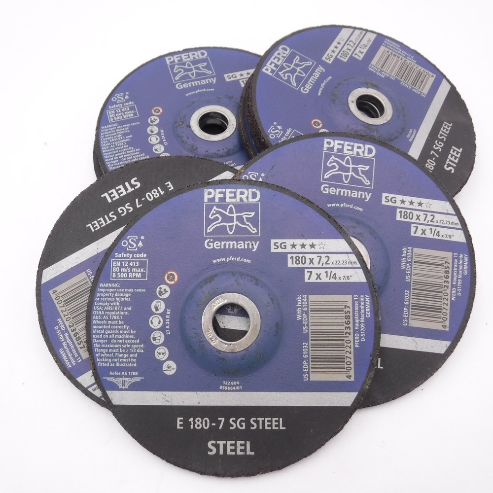 9 Pack Pferd Grinding Wheel 7″ x 1/4″ x 7/8″ E 180-7 SG for Steel