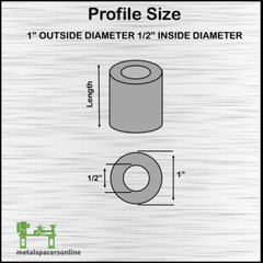 Aluminum Spacer-Tubing- 1″ OD x 1/2″ ID x 8″ Long–Fits M12 or 1/2″ Bolts