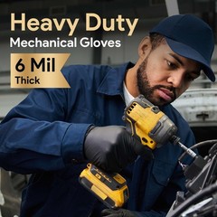 6 Mil Black Nitrile Gloves Large, Heavy-Duty Disposable Gloves for Mechanics,