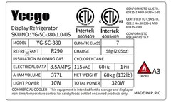 Yeego Commercial Upright Refrigerator Merchandiser Beverage Display Cooler White