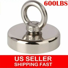 600 LBS PULL FORCE FISHING MAGNET HEAVY DUTY STRONG NEODYMIUM MAGNET US