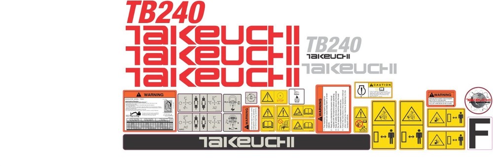 Takeuchi TB240 Decal Set- very high quality aftermarket decals