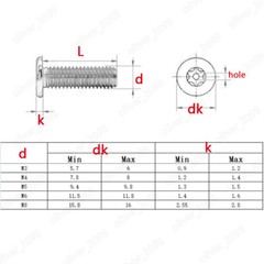 304 Stainless Steel Torx Socket Utrathin Flat Head Hollow Screws M3 M4 M5
