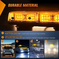 Nilight 12″ Roof Top LED Strobe Lights 48LED Hazard Light Emergency Safety Lamps