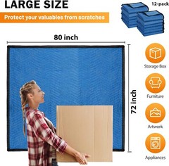 12 Moving Blankets 80″ x 72″ Mats Deluxe Quilted Shipping Furniture Pads 35lb/dz