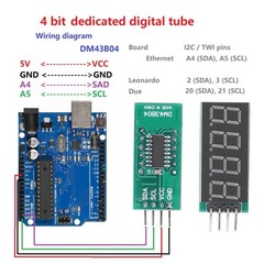 4 Digit 7 Segment Digital Tube Module LED Display Module I2C Interface DC