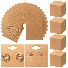 200 Pack Earring Display Cards Holder for Selling Jewelry Ear Studs Kraft 2″x2″
