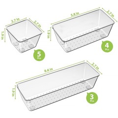 12 Piece Clear Drawer Organizer Set, 3 Sizes Bathroom Vanity Organizer Trays …