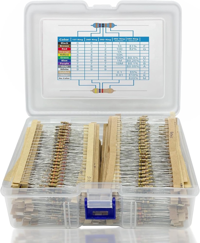 2600 Pcs 130 Value Resistor Kit 1/4W 0.25W 1 Ohm to 3M Ohm 5 Tolera Size: 1/4W