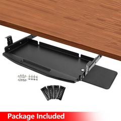 Steel Keyboard Tray Under Desk Drawer Sliding Pull Out w/360° Mouse Tray 22″x12″