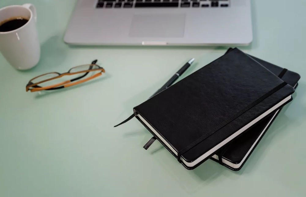 Hard Cover Lined/Dotted Journals 2 Pack Black Leather Notebooks- Thick Diary