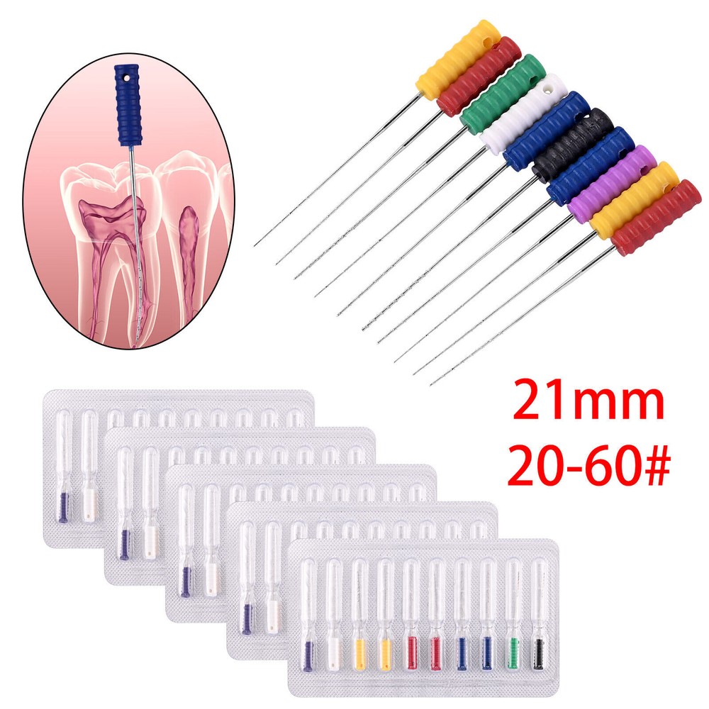 10 Pcs/Pack Dental Barbed Broaches Endodontic Needles Root Canal 21mm #20-#60