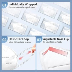 10/30/50/100 Pcs Blue KN95 Protective 5 Layer Face Mask Disposable Respirator