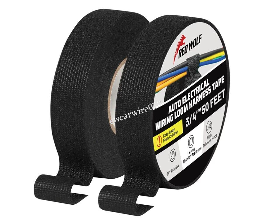 Electric Wire Harness Cloth Heat Proof Adhesive Fabric Insulation Tape 2 Rolls