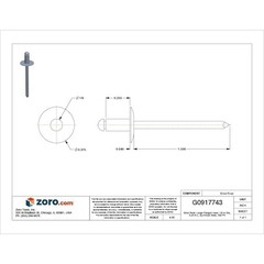 Stanley Engineered Fastening Ad42abslf201 Blind Rivet, Large Flanged Head, 1/8