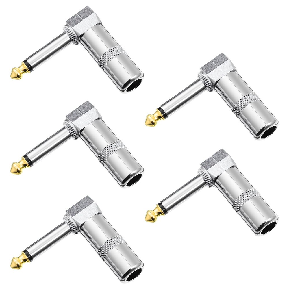 Right Angle 6.35mm 1/4 Inch TS Mono Plug, 5 Pack Audio 1/4″ 90 Degree Right A…