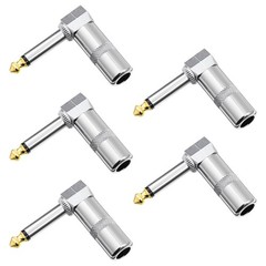 Right Angle 6.35mm 1/4 Inch TS Mono Plug, 5 Pack Audio 1/4″ 90 Degree Right A…