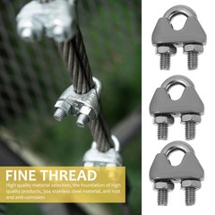 10 Pcs Stainless Steel Cable Clips Wire Rope Fastening Clamps Rigging