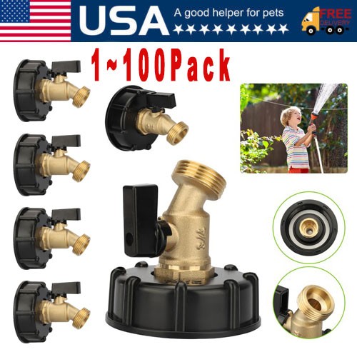 275 330 Gallon IBC Tote Water Tank Adapter 2″ Brass Hose Faucet Valve Connector