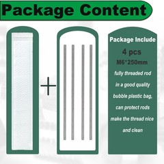 M6 Fully Threaded Rod, 4PCS M6-1.0Mm X 250Mm All Threaded Rods, 304 Stainless S