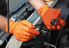CATCH Nitrile Disposable Gloves w/ Pyramid Grip Texture Orange 9 Mil Box of 100
