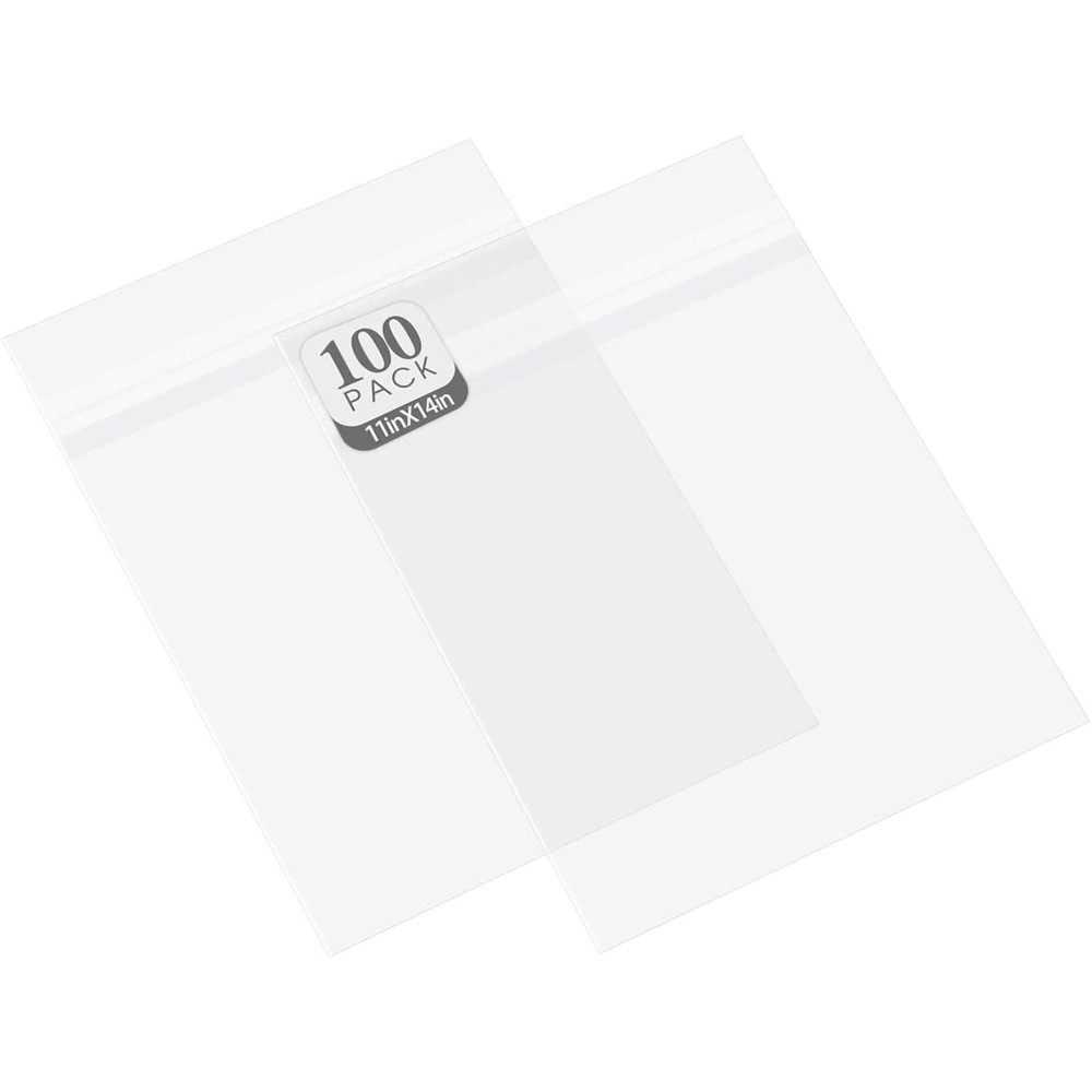 11×14 Clear Storage Bags with Resealable Adhesive for Photos and Artworks