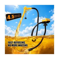 4.5 GPM Cordless Fuel Transfer Pump with 51” PVC hose, Compatible with DeWal…