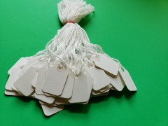 Pre-Strung Blank White Merchandise Price Tags Large Small Hang String Jewelry