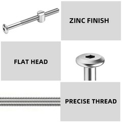 M6 x 60mm Flat Head Socket Head Screw Furniture Bolts and Barrel Nuts, with A…