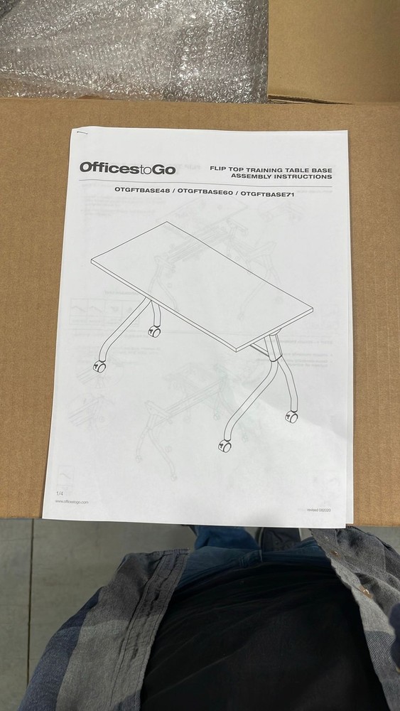 OfficesToGo HAT01 TGFTBASE71 71″ Flip Top Training Table Base Black Unit