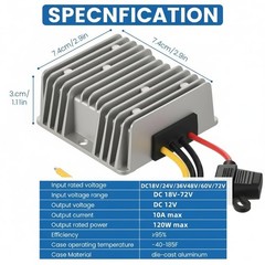 Input DC 18V-72V to 12V 10A 120W Buck Converter18V 20V 24V 36V 48V 60V 72V to…