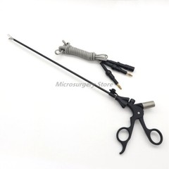 New Φ5 x 330 mm Laparoscopic bipolar Tooth Mid-hole forceps With Cable Cord