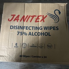 Janitex 75% Alcohol Wipes – 80 Wipes/Canister, Box of 24 Canisters = 1,920Wipes!