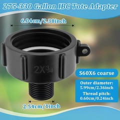 IBC Tote Tank Hose Adapter 2″ Coarse Thread to 3/4″ Garden Hose Connector