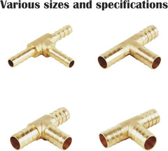 1″ Brass Barb Tee Fittings T-Shaped 3 Ways Union Hose Barb Pipe Fitting with 3Pc