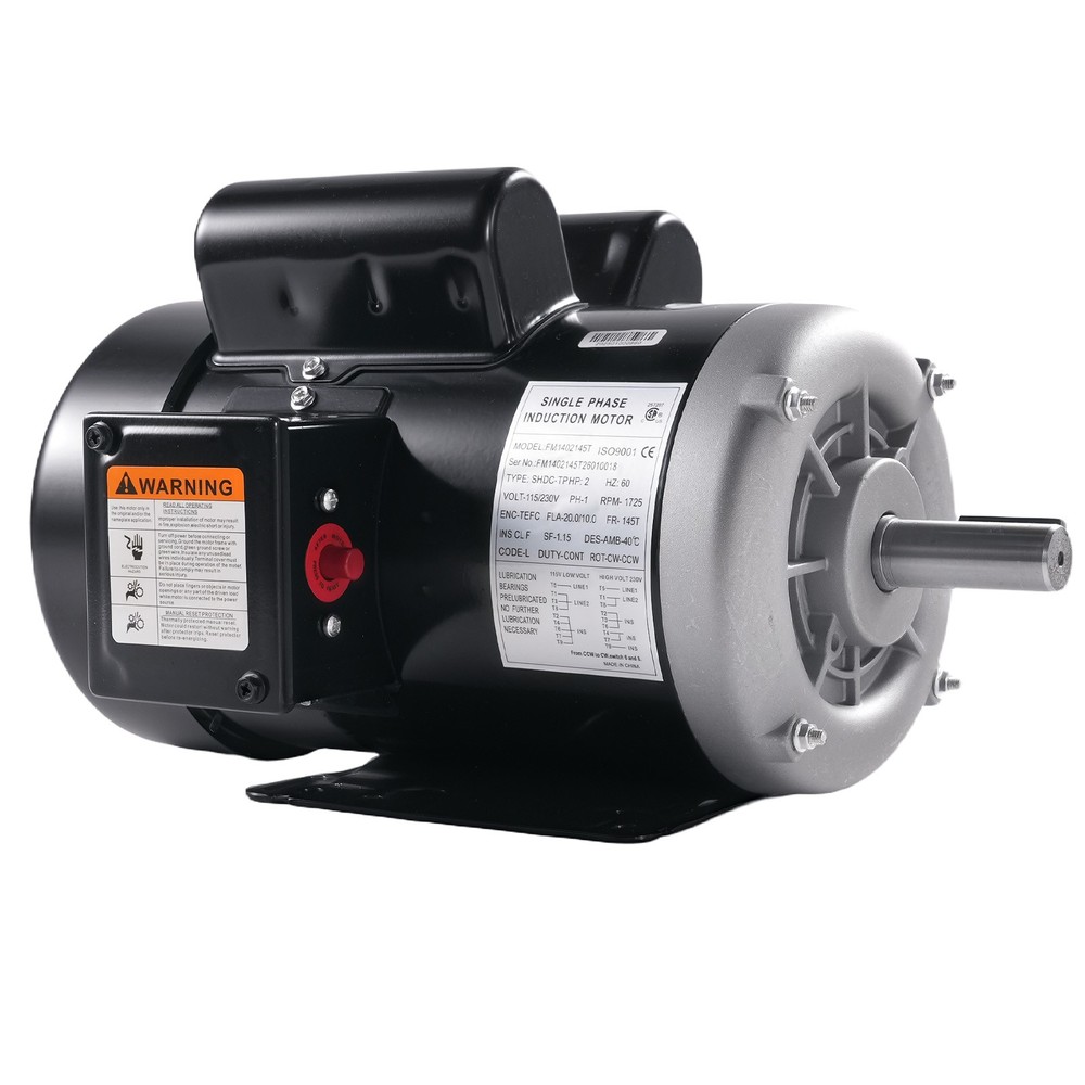 2HP Electric Motor 1725RPM 143/5T Frame 1-Phase 5/8″ Keyed Shaft AC115V/230V