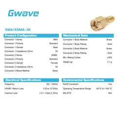 SMA Male to SSMA Female Adapter, DC – 18GHz