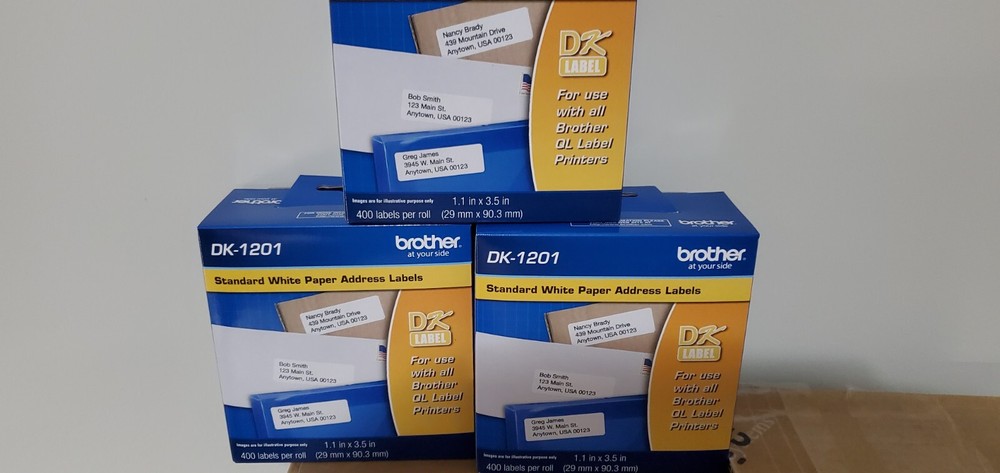 (3-PACK) Brother DK-1201 Die-Cut Standard Address Paper Label Rolls QL Printers
