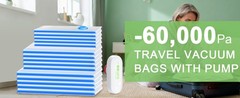 15 Pack Vacuum Seal Bags for Clothing Travel with -60000Pa USB Pump, Save 80% of