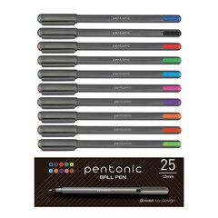 Pentonic 25 Count 1.0mm Ballpoint Pens Set 10 Assorted Colors for Writing