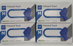 Medline FitGuard Touch Nitrile Exam Gloves Medium Blue Powder Free 400 Ct 4 Box
