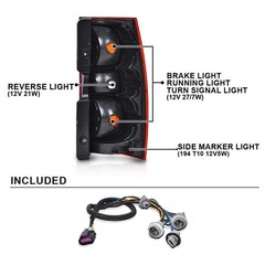 Red Tail Light Assembly,Tail Lamps Rear Lights,w/Blubs,Compatible with