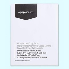 Basics Multipurpose Copy Printer Paper, 8.5 x 11 Inches, 20 lb, 92 Bright