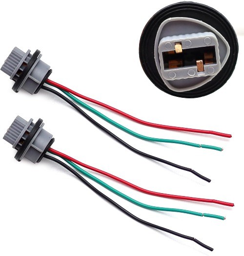 Pair Grey OE-Spec 3-Wire 7443 7444 T20 Taillight Tail/Brake Light Bulb Plug Adap