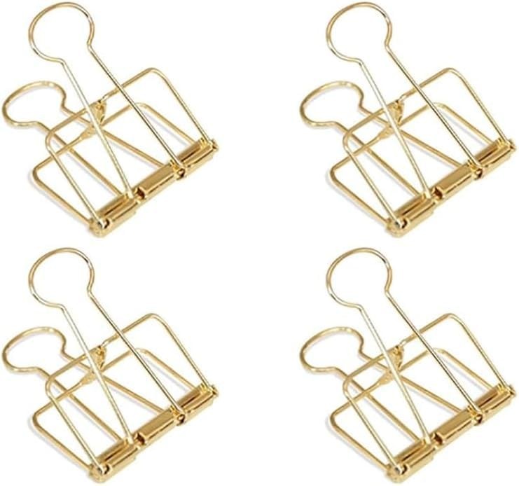 4Pcs Golden Hollow Out Long Tail Wire Binder Clips 51 Millimeters,