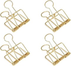 4Pcs Golden Hollow Out Long Tail Wire Binder Clips 51 Millimeters,