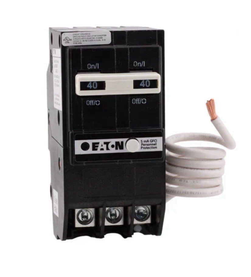 EATON BRN240GF 40 Amp Double Pole GFCI Circuit Breaker, Pigtail Neutral, FREE📦
