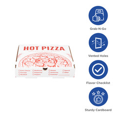 Karat Corrugated Pizza Box, 12”x12”x2”, Generic Print – 50 pcs, FP-PBF12WG