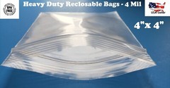 4″x 4″ Clear 4 Mil Plastic Zip Seal Bag Reclosable Top Lock 4Mil Small Baggie