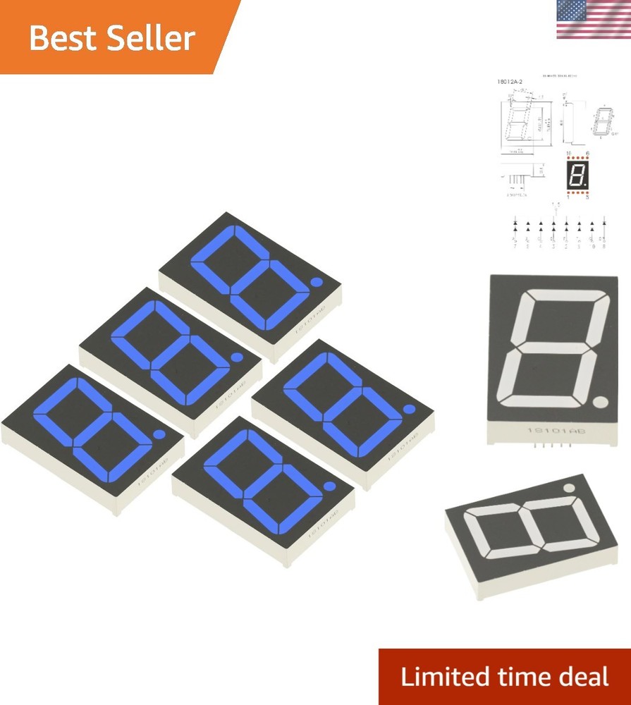 Versatile 5 PCS 1.8 Inch Blue Digital LED Displays – 7 Segment Common Cathode